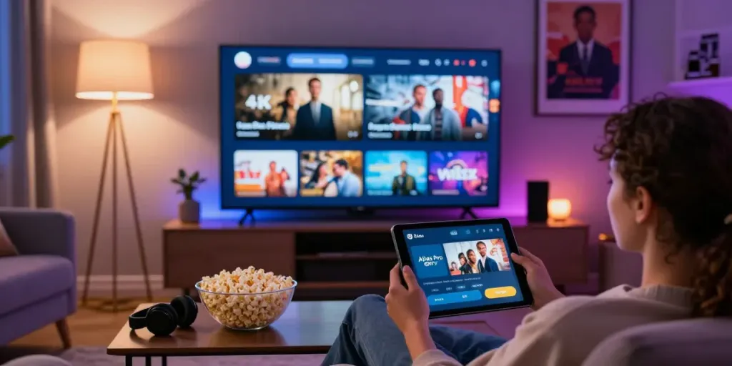 Profitez d'Atlas Pro sur votre tablette avec un cinéma à domicile confortable.