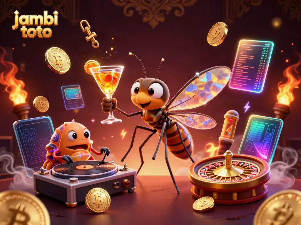 Engage in jambi toto gaming with a vibrant 3D casino scene featuring unique characters and elements.