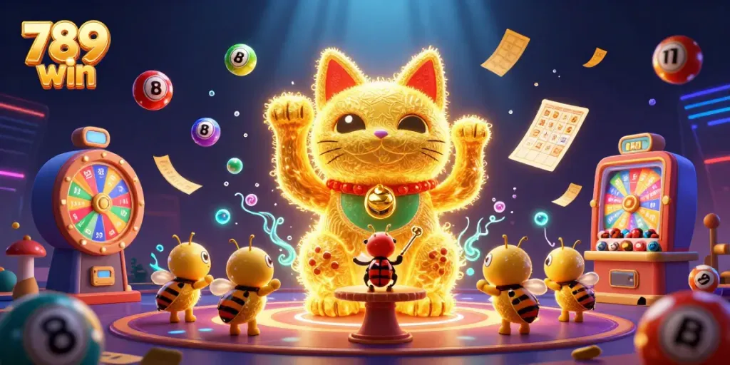 Experience thrilling gameplay excitement with 789 win in this vibrant casino-themed scene.
